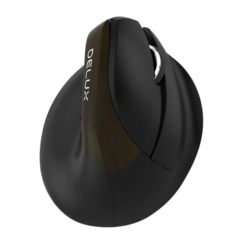 Delux M618 Mini Gold Ratón ergonómico - 2.4G / Bluetooth 5.0 / USB-C, 4000 DPI, vertical para diestros