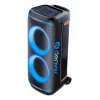 Denver BPS-470 Altavoz Bluetooth para fiestas con karaoke, 2000W PMPO, 20W RMS, luces LED, radio FM, TWS, incl. micrófono, negro