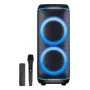 Denver BPS-470 Altavoz Bluetooth para fiestas con karaoke, 2000W PMPO, 20W RMS, luces LED, radio FM, TWS, incl. micrófono, negro