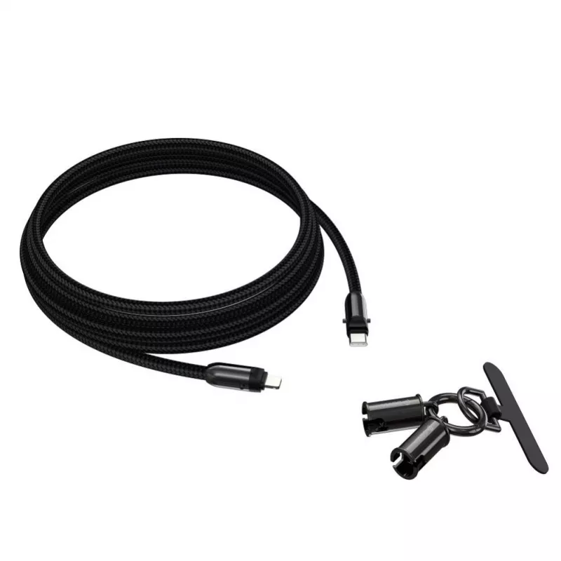 Devia Cable USB-C a Lightning 2 en 1 con cordón 1,2m 27W Negro