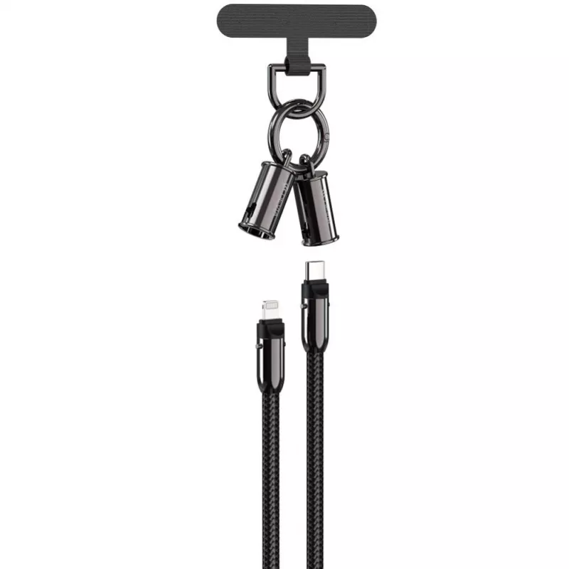 Devia Cable USB-C a Lightning 2 en 1 con cordón 1,2m 27W Negro
