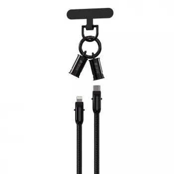 Devia Cable USB-C a Lightning 2 en 1 con cordón 1,2m 27W Negro