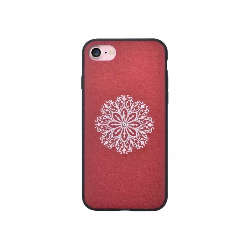 Devia Apple iPhone 7/8 funda con bordado de flores roja