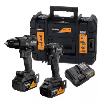 DEWALT DCK2222MM2T-QW 18V XR set Twin Pack taladro atornillador percutor y atornillador de impacto sin escobillas con 2 baterías de 4.0Ah, cargador, maletín TSTAK II