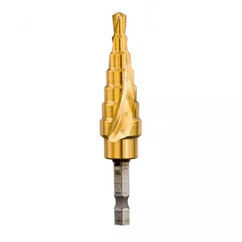 DEWALT DT5027-QZ Broca escalonada HSS 4-12 mm, 9 escalones, recubierta de TiN, vástago hexagonal