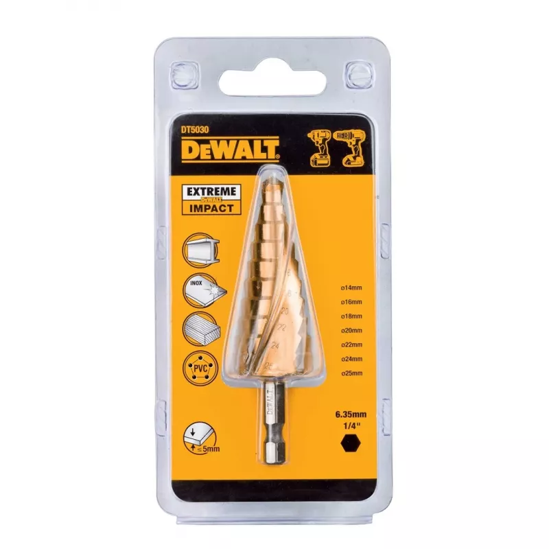 DeWALT DT5030-QZ Broca escalonada 4-12 mm HSS con vástago hexagonal