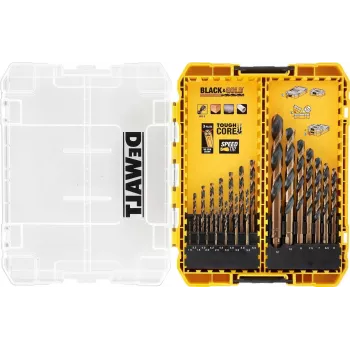 DEWALT DT70755-QZ set de brocas para metal HSS-G, 10 piezas, vástago hexagonal de 1/4 pulgadas, ángulo de punta 135°, DIN 338, TSTAK Tough Case