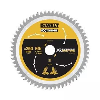 DEWALT DT99573 disco de sierra 250 mm 60 dientes TCT corte fino para madera, contrachapado, MDF, aglomerado
