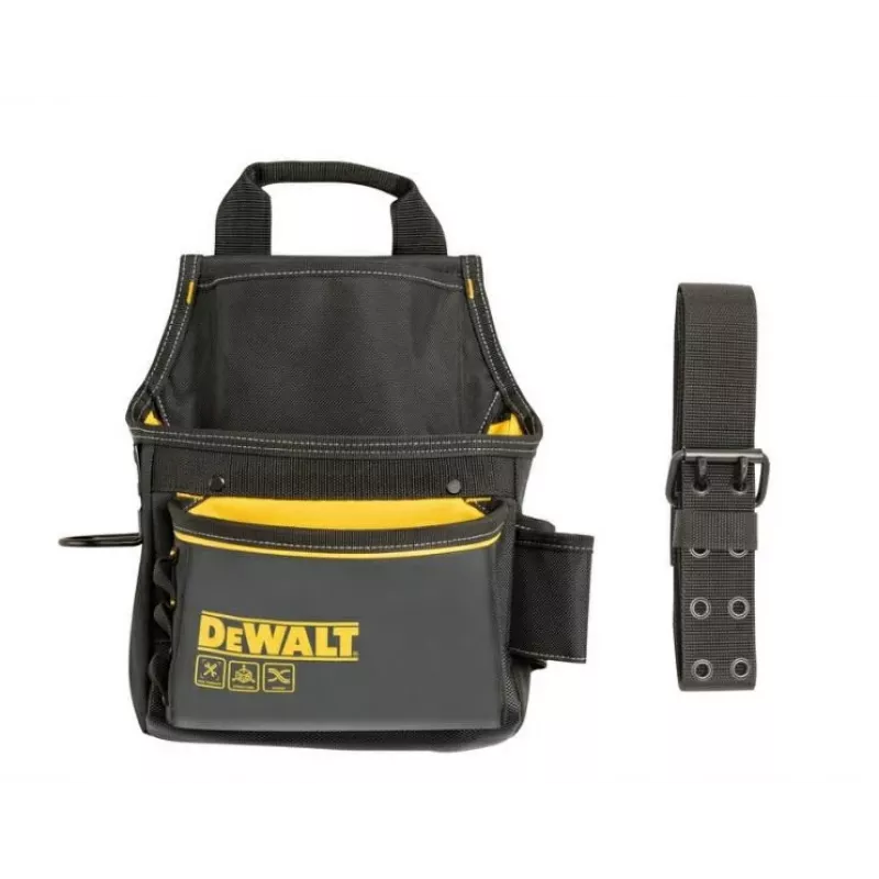 DEWALT DWST40101-1 Caja de herramientas de lona Heavy-Duty, negra/amarilla, resistente al agua, apertura ancha, fondo reforzado