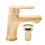 Diamond monomando de lavabo con válvula push-open, oro PVD, monomando, montaje en superficie, latón macizo, DCO127.5KZ