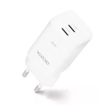 Dicota Cargador de pared GaN de 2 puertos 65W UK Blanco