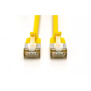 DIGITUS CAT 6A F-FTP Cable de red slim, 1 m, amarillo, pack de 10, LSZH, 10 Gbit/s, 500 MHz