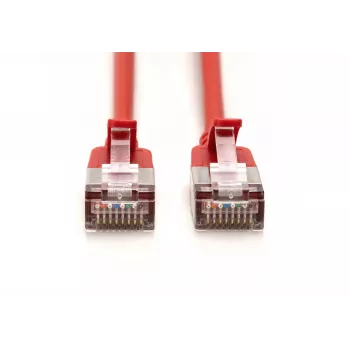 DIGITUS Cable de Red Slim Patch CAT 6A F/FTP, 1m, Rojo, Pack de 10, LSZH, 10Gbps, 500MHz, RJ45, Cobre, Snagless