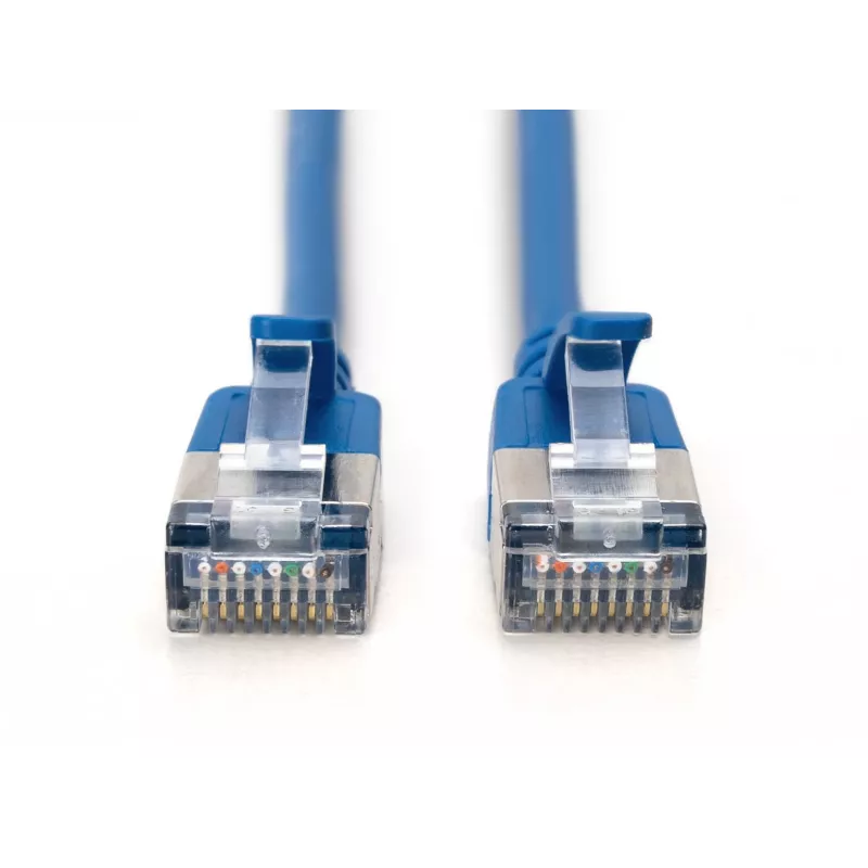 DIGITUS CAT 6A F/FTP cable de parcheo Slim, 3 m, azul, pack de 10, LSZH, RJ45, 10 Gbps