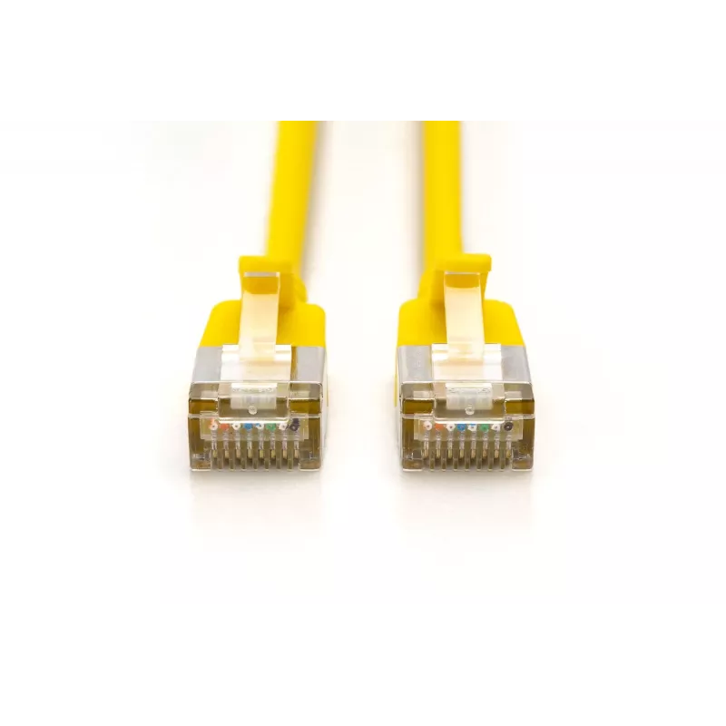 DIGITUS Cable de parcheo Slim CAT 6A F-FTP, 3 m, Amarillo, pack de 10, LSZH, 10G Ethernet, RJ45