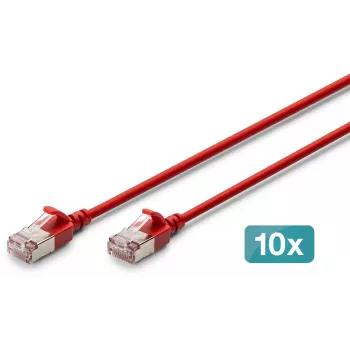 DIGITUS Cable de red Slim F-FTP CAT 6A, 5 m, rojo, pack de 10