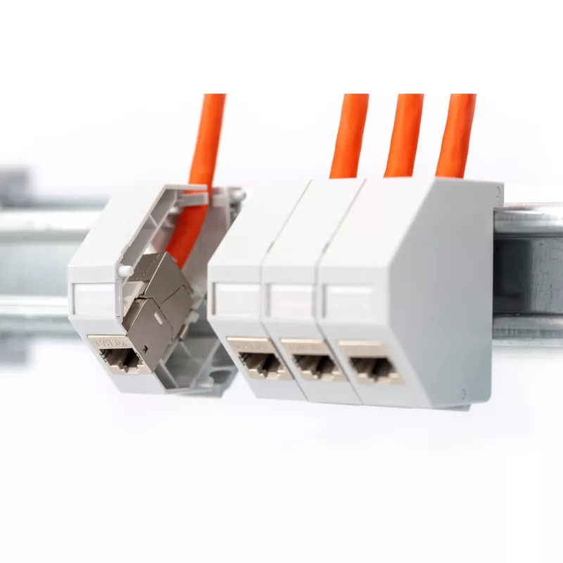 DIGITUS adaptador para carril DIN para 1 módulo Keystone, IP20