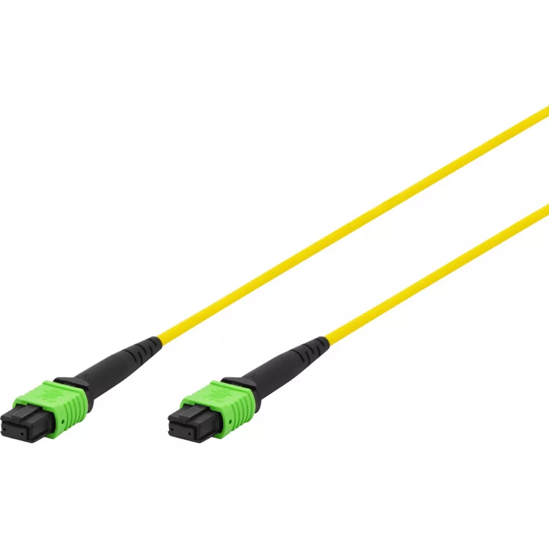 DIGITUS Cable de parcheo de fibra óptica MPO a MPO, OS2 monomodo 9/125 µm, 12 fibras, 5 m, LSZH, amarillo DK-2966-05