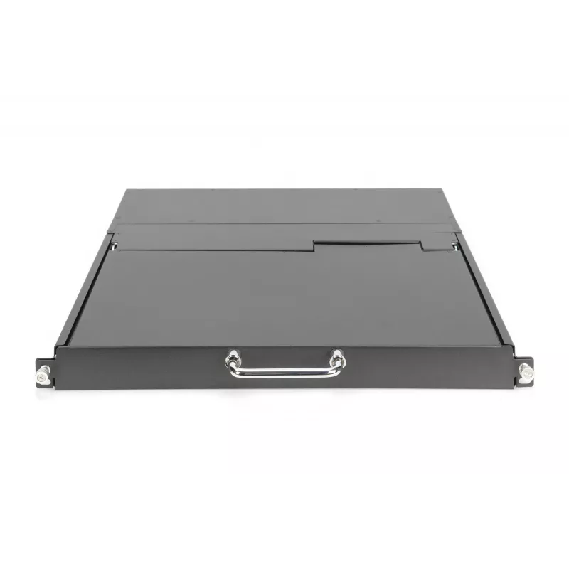 DIGITUS Consola KVM LCD HD modular con TFT de 17 pulgadas, conexión KVM CAT 5 de 16 puertos, touchpad, distribución de teclado alemán