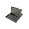 DIGITUS Consola KVM LCD HD modular con TFT de 17 pulgadas, conexión KVM CAT 5 de 16 puertos, touchpad, distribución de teclado alemán