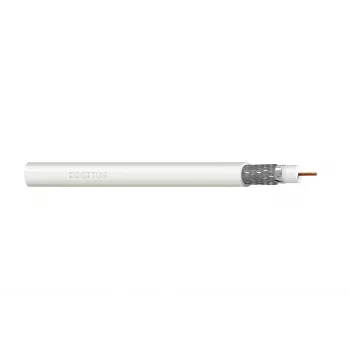 Cable coaxial DIGITUS RG-6, 75 ohmios, doble apantallamiento (2x lámina + 77% trenza), Eca, PVC, 100 m, blanco