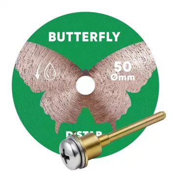 DISTAR disco de corte diamantado BUTTERFLY 50 x 0.6 x 5.8/3.2-3.0F con pinza de sujeción