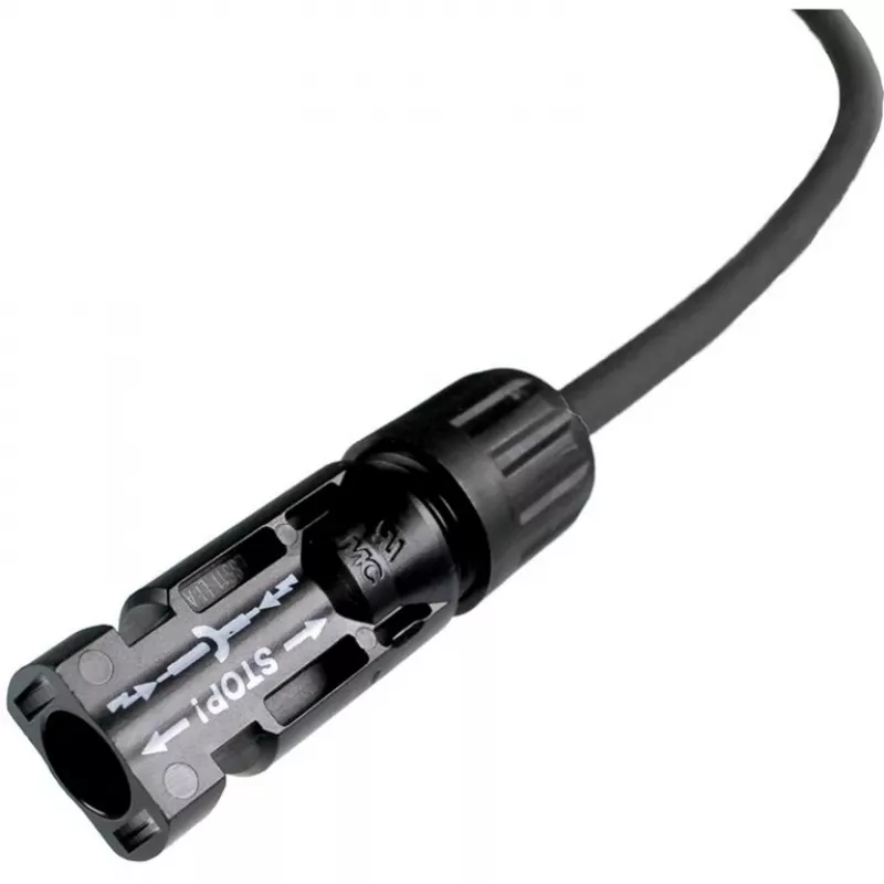 DIVERSE Cable de extensión solar 6mm², conector macho MC4 a conector hembra, 1 metro, negro
