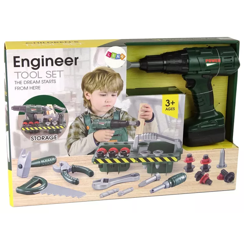 Kit DIY organizador destornillador a batería verde 13473 Lean Toys