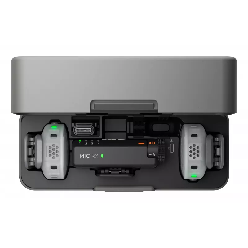 Sistema de micrófonos inalámbricos DJI Mic Mini 2S (2 transmisores + 1 receptor + estuche de carga)