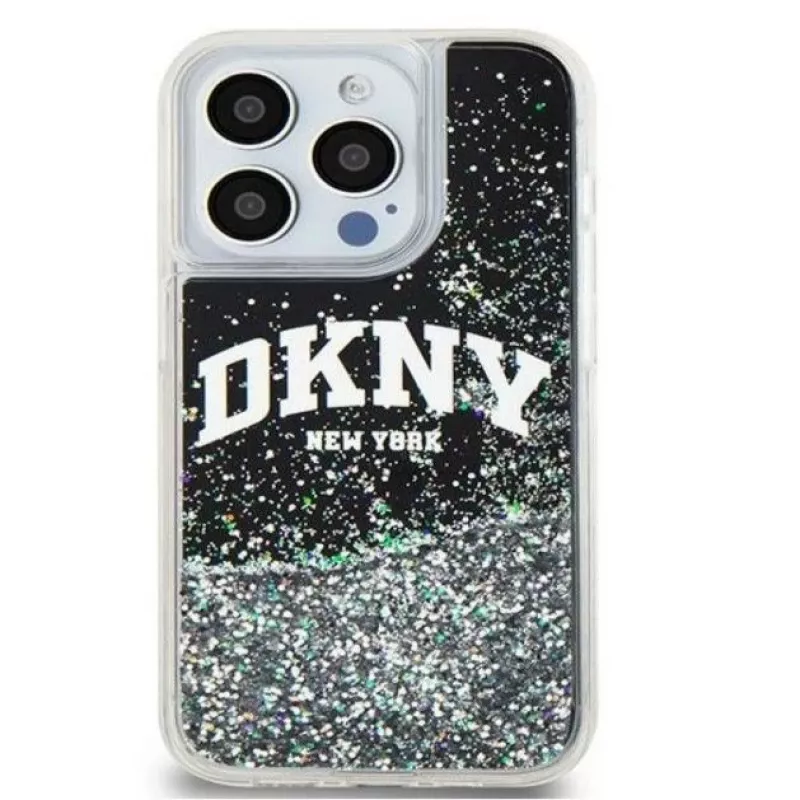 DKNY Funda rígida Liquid Glitter Big Logo para Apple iPhone 15 Pro 6,1