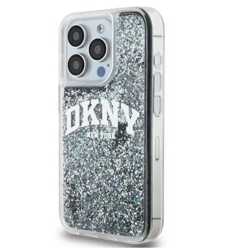 DKNY Funda rígida Liquid Glitter Big Logo para Apple iPhone 15 Pro 6,1