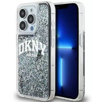 DKNY Funda rígida Liquid Glitter Big Logo para Apple iPhone 15 Pro 6,1