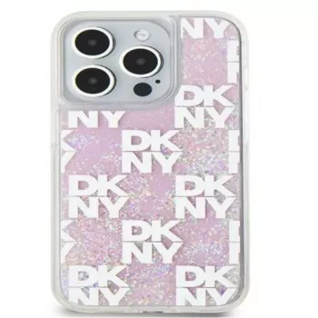 DKNY Funda rígida Liquid Glitter Multilogo para Apple iPhone 15 Pro 6,1