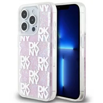DKNY Funda rígida Liquid Glitter Multilogo para Apple iPhone 15 Pro 6,1