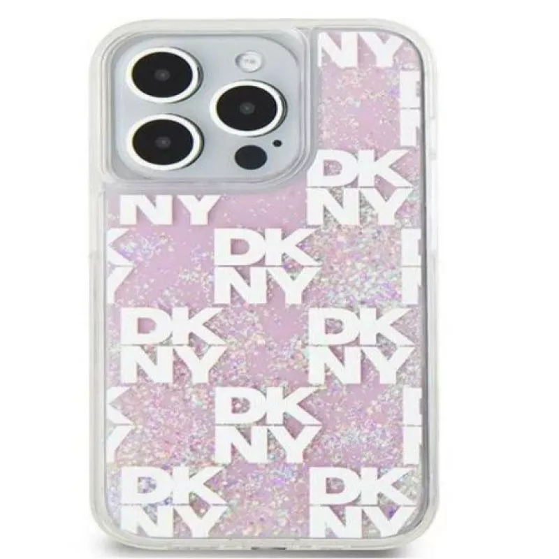 DKNY Funda rígida Liquid Glitter Multilogo para Apple iPhone 15 Pro Max 6,7