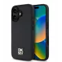 DKNY Funda de piel PU con patrón Repeat Pattern Stack Logo para Apple iPhone 16 Plus, MagSafe, negra