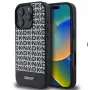 DKNY Funda de piel PU para Apple iPhone 16 Pro Max con patrón repetido y franja inferior, MagSafe, negra