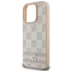 DKNY Funda para iPhone 16 Pro con patrón de cuadros y rayas estampadas, rosa