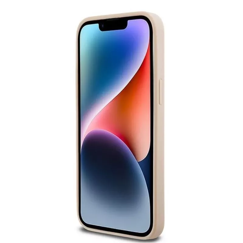 DKNY Funda de piel con patrón mono a cuadros y rayas impresas para iPhone 14 Pro Max - Rosa