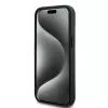 DKNY Funda de piel con patrón monograma a cuadros y rayas impresas para iPhone 15/14/13 - Negra