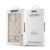 DKNY Funda de piel con patrón mono a cuadros y rayas impresas para iPhone 15 Pro - Rosa