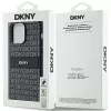 DKNY Funda de piel Mono Stripe con logo metálico para iPhone 14 Pro Max - Negra
