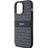 DKNY Funda de piel Mono Stripe con logo metálico para iPhone 14 Pro Max - Negra