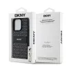 DKNY Funda de piel Mono Stripe con logo metálico para iPhone 15 Pro - Negra