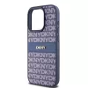 DKNY Funda de piel Mono Stripe y logotipo metálico para iPhone 15 Pro - Azul