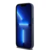 DKNY Funda de piel Mono Stripe y logotipo metálico para iPhone 15 Pro - Azul