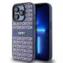 DKNY Funda de piel Mono Stripe y logotipo metálico para iPhone 15 Pro - Azul