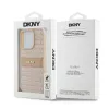DKNY Funda de piel Mono Stripe con logo metálico para iPhone 15 Pro - Rosa