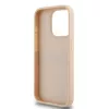 DKNY Funda de piel Mono Stripe con logo metálico para iPhone 15 Pro - Rosa
