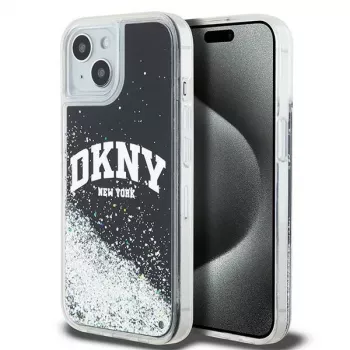 DKNY Liquid Glitter Big Logo Funda para iPhone 14/15/13 - Negra